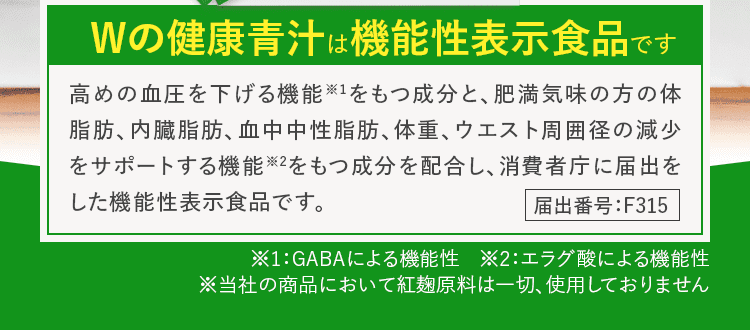 Wの健康青汁は機能性表示食品です